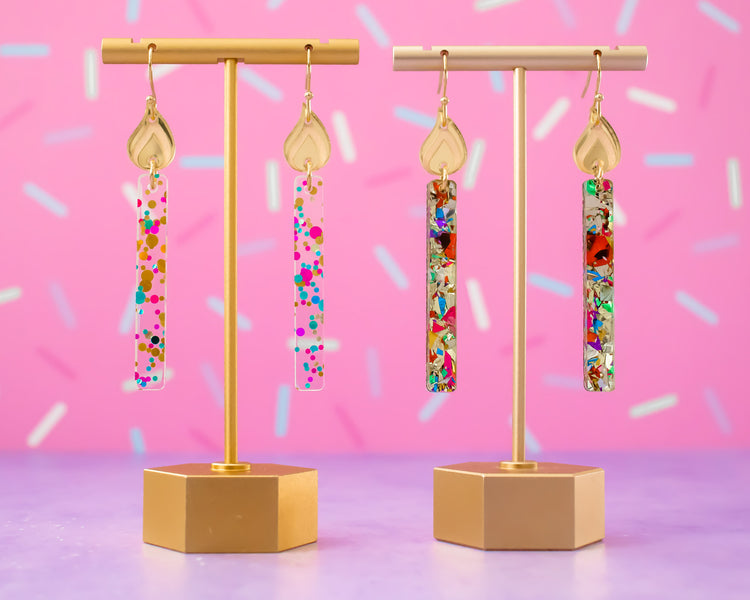 Glitter Candle Stick Birthday Earrings