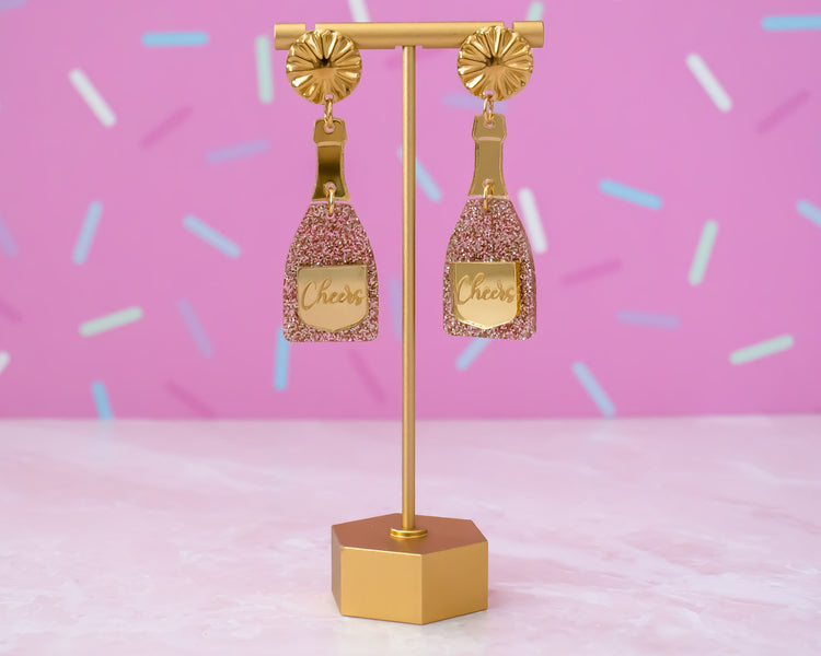 Cheers Champagne Bottle Earrings