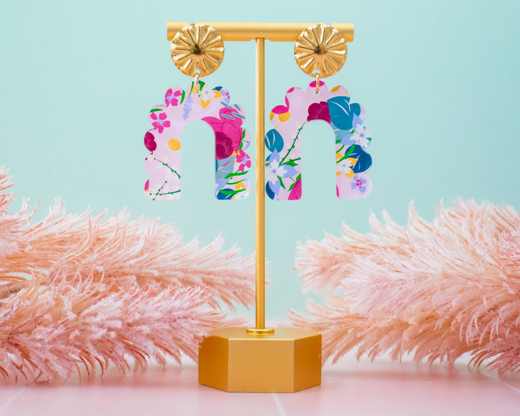 Floral Scallop Arch Geometric Earrings