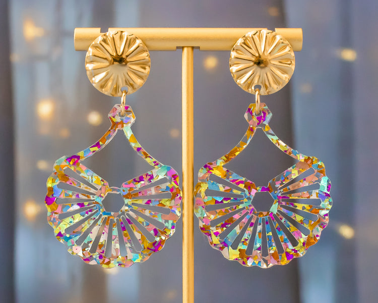 Multicolor Laser Cut Geometric Earrings