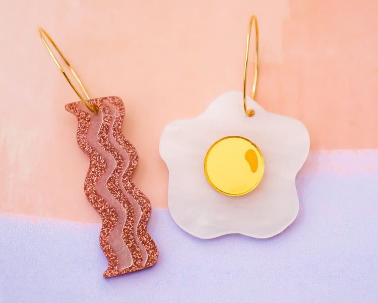 Bacon & Eggs Hoop Earrings