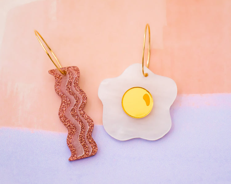 Bacon & Eggs Hoop Earrings
