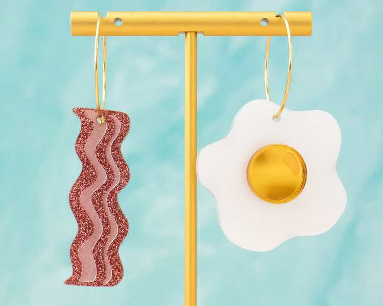 Bacon & Eggs Hoop Earrings