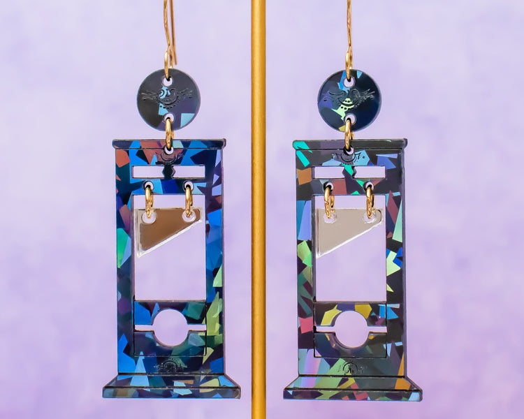 Guillotine Black Holographic Earrings