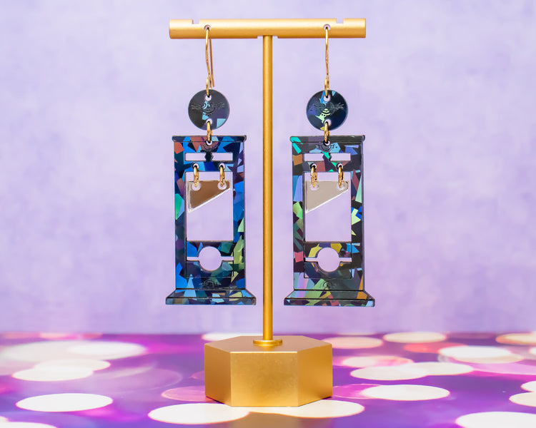 Guillotine Black Holographic Earrings