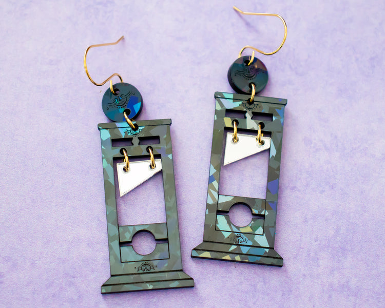 Guillotine Black Holographic Earrings