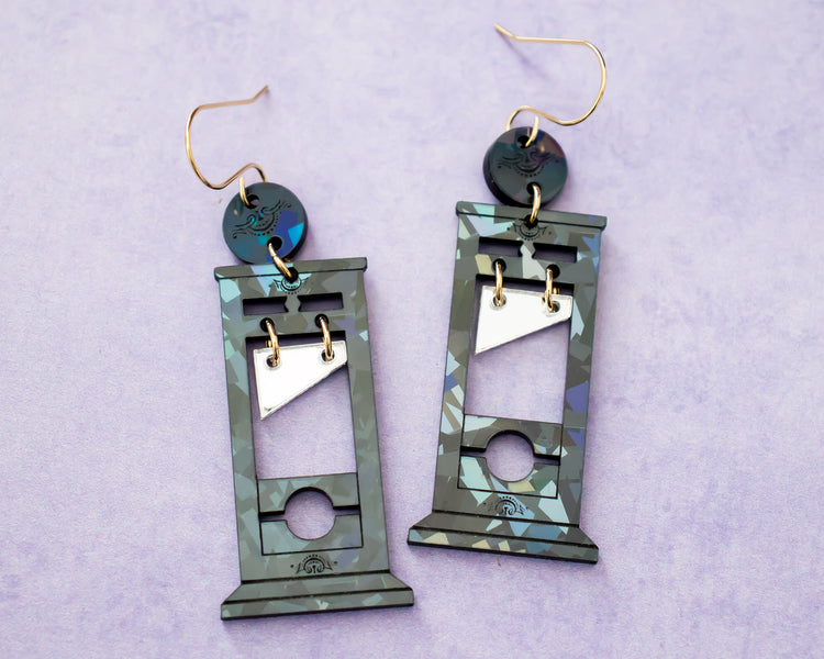 Guillotine Black Holographic Earrings