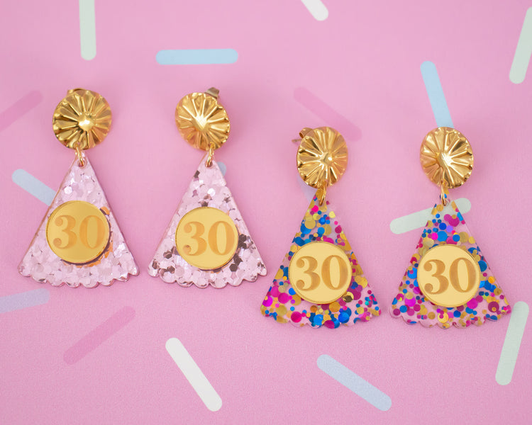 Birthday Party Hat Custom Number Earrings