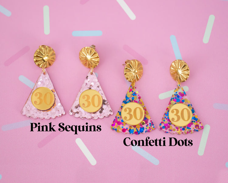 Birthday Party Hat Custom Number Earrings