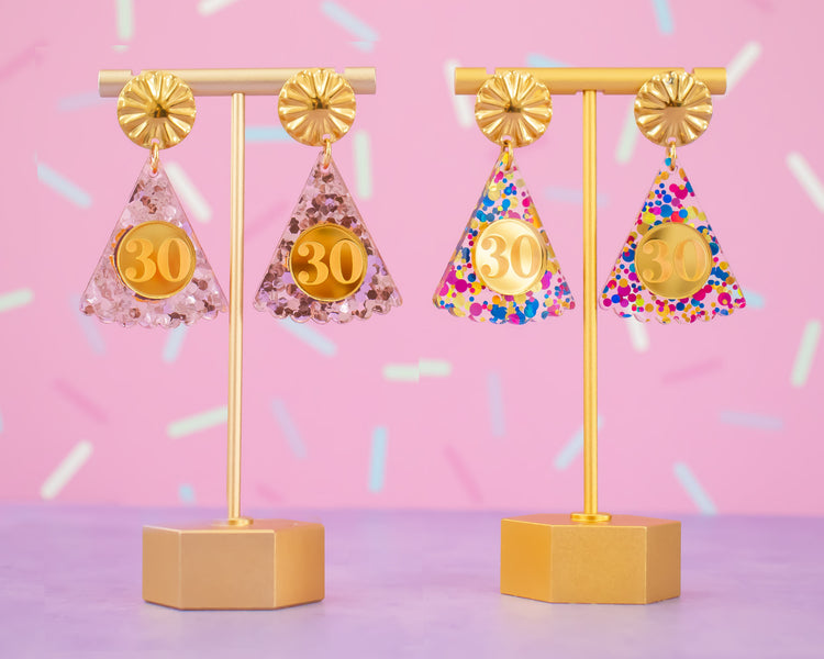 Birthday Party Hat Custom Number Earrings