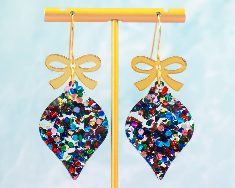 Confetti Glitter Christmas Ornament Earrings