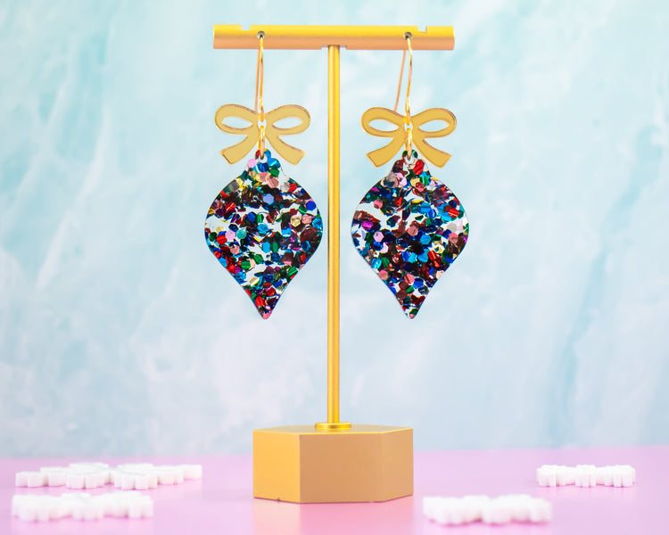 Confetti Glitter Christmas Ornament Earrings