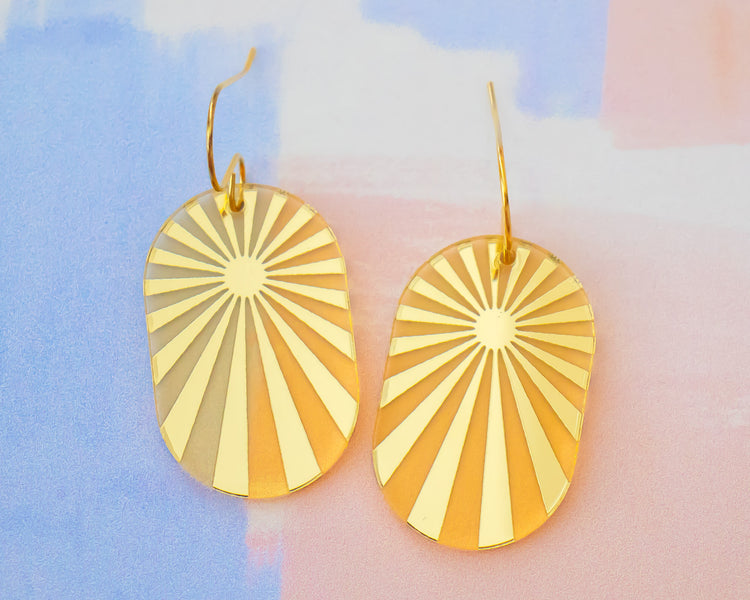 Gold Sunburst Celestial Earrings