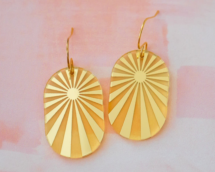 Gold Sunburst Celestial Earrings