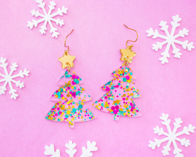 Confetti Christmas Tree Earrings