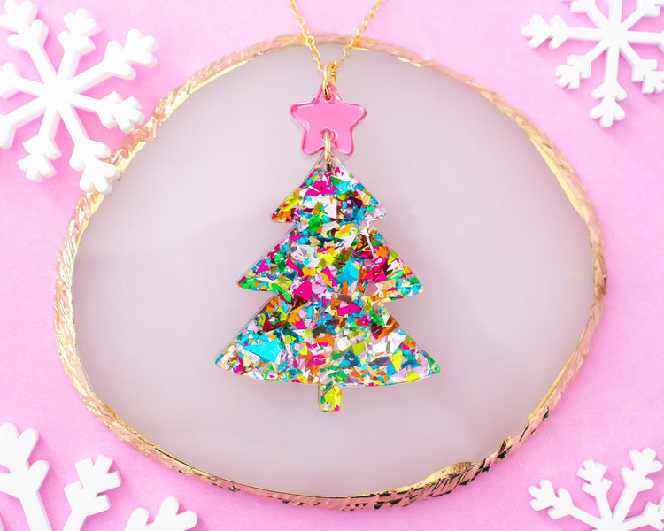Christmas Tree Necklace and Earrings Set