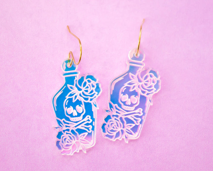 Skull Potion Iridescent Earrings
