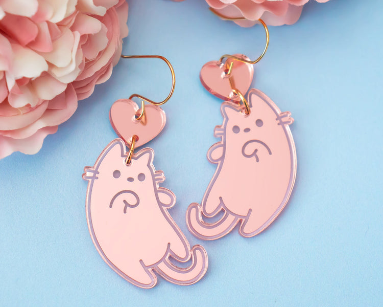 Cute Pink Cat Earrings