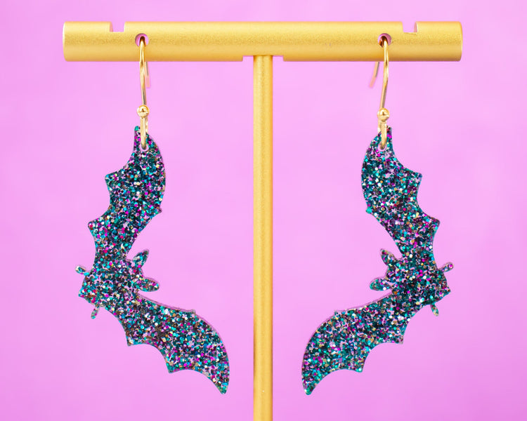 Glitter Bat Earrings