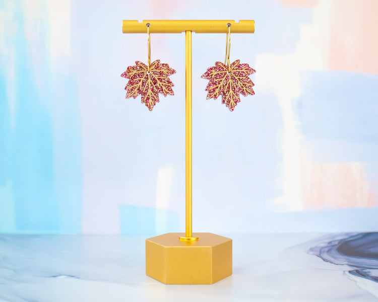 Glitter Maple Leaf Fall Earrings