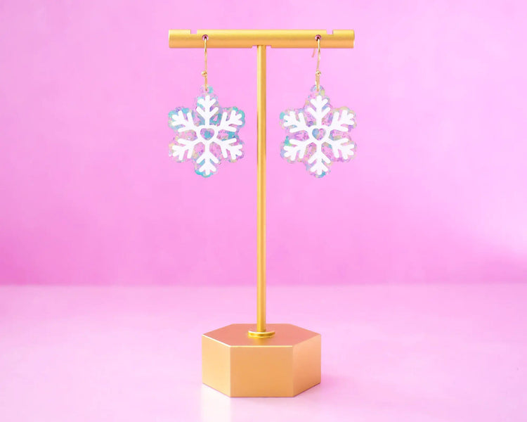 Multi-color Glitter Snowflake Earrings