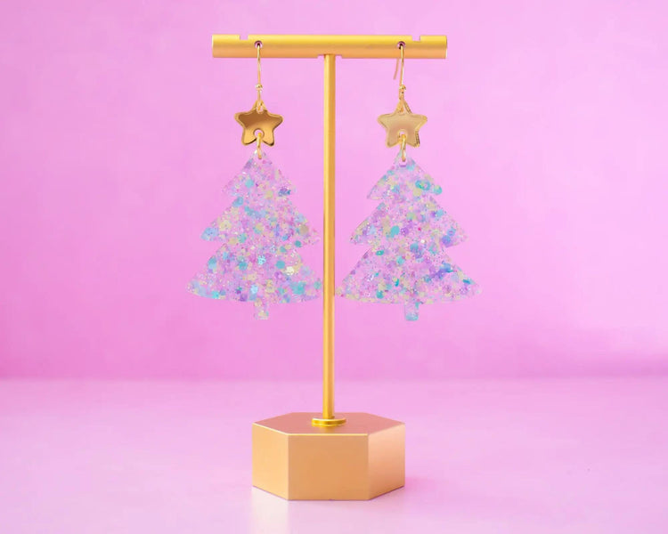 Pastel Christmas Tree Earrings Multi-Color