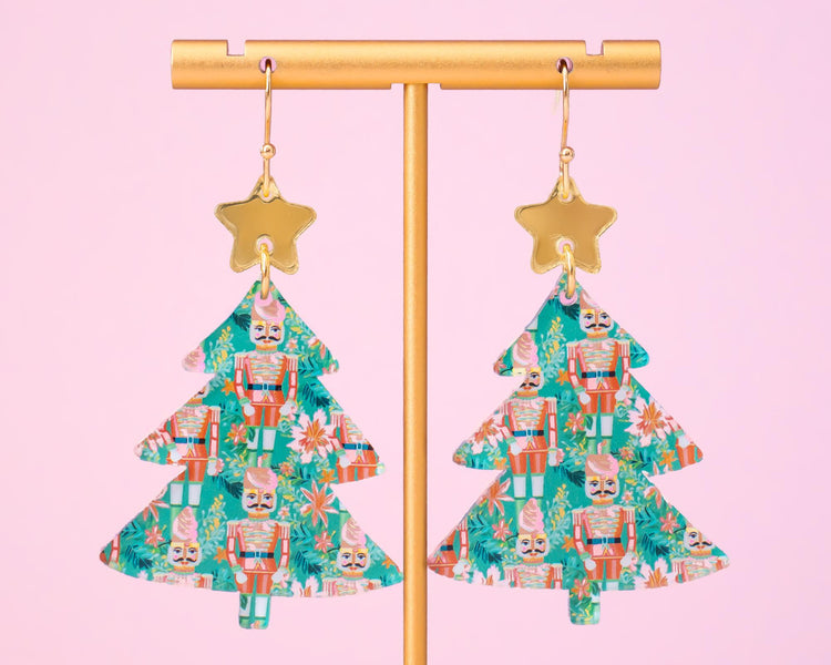 Nutcracker Christmas Tree Earrings
