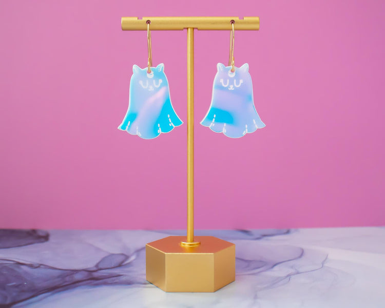 Ghost Kitty Earrings Holographic Earrings