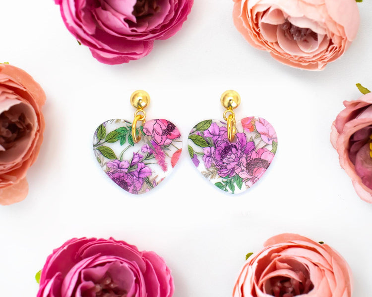 Flower Heart Earrings