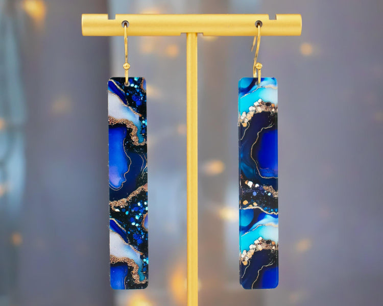 Agate Rectangle Bar Earrings