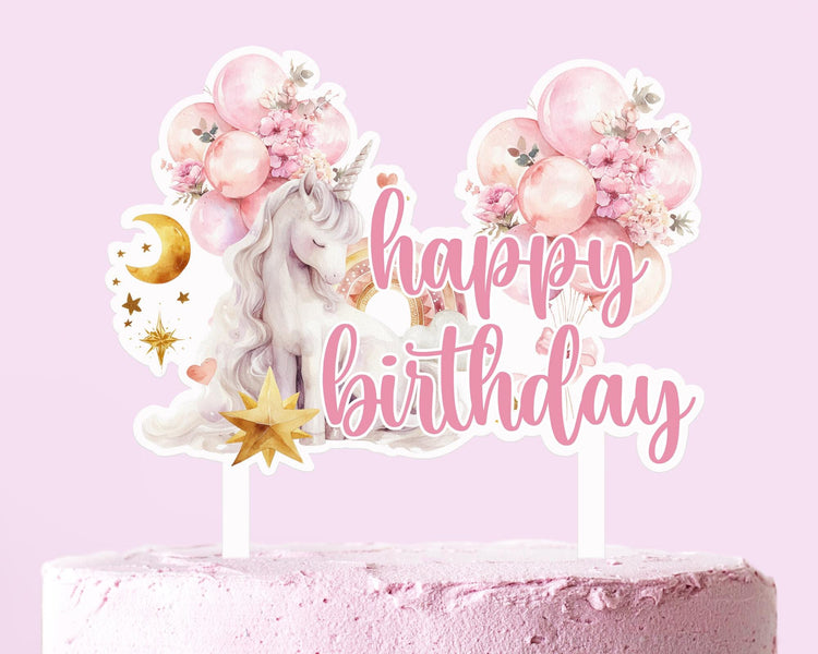 Magical Unicorn Birthday Acrylic Cake Topper