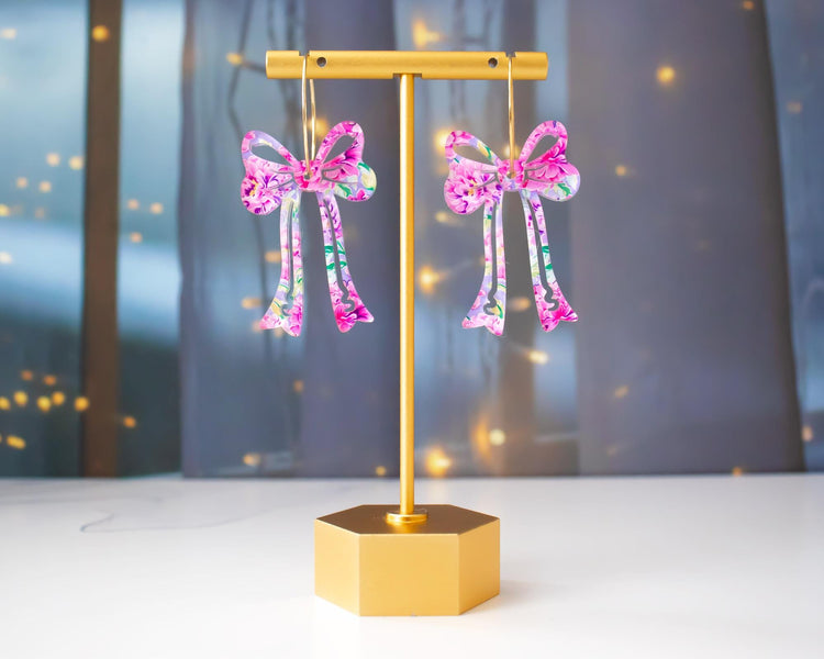 Peony Bow Hoop Earrings