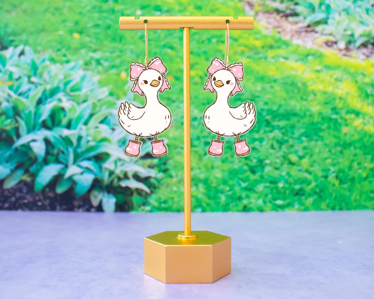 Goose With Bow Earrings