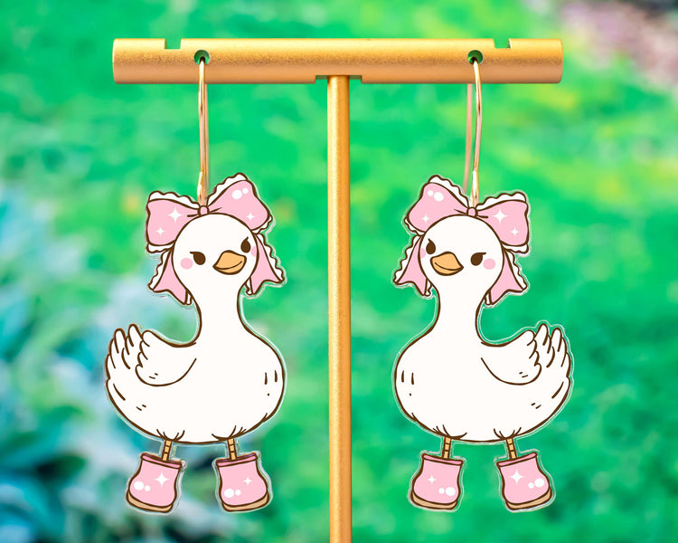 Goose With Bow Earrings