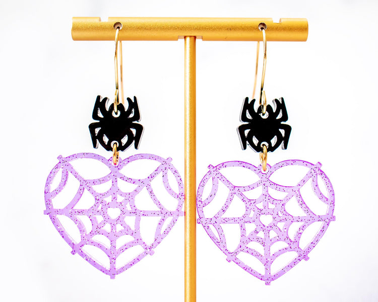 Heart Spider Web Earrings