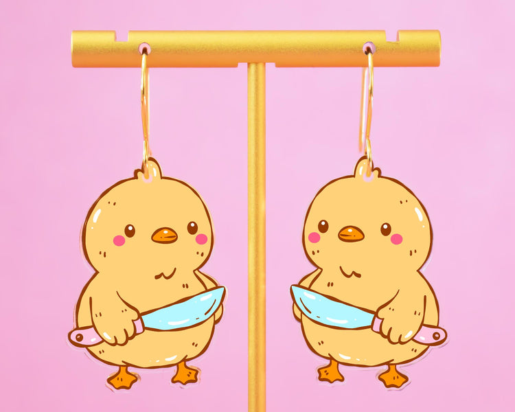 Funny Chick Knife Earrings