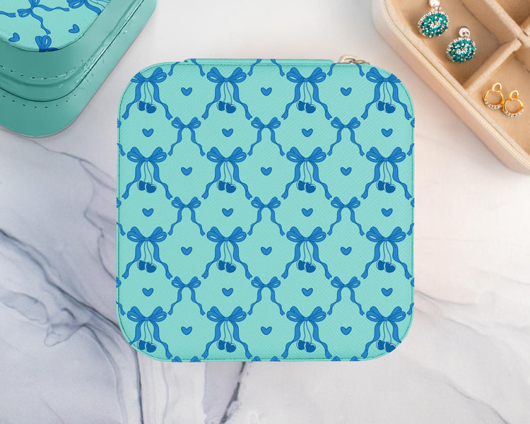 Custom Cherry Bows Travel Jewelry Box