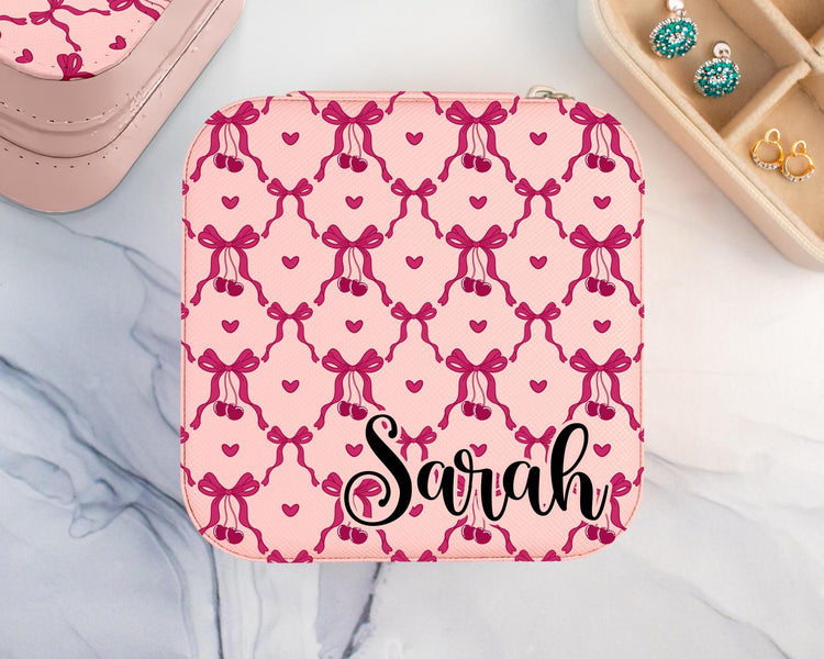 Custom Cherry Bows Travel Jewelry Box