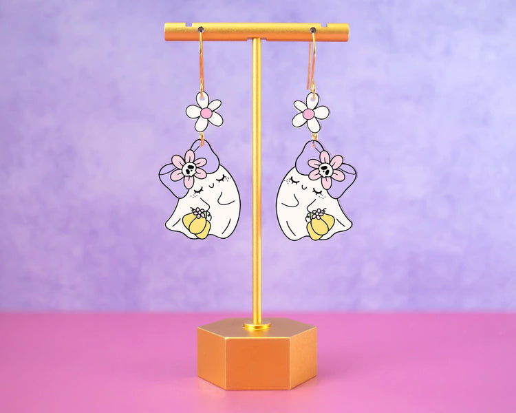 Cute Trick Or Treating Ghost Earrings