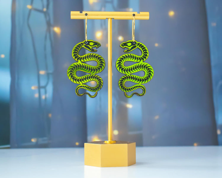 Skeleton Snake Earrings