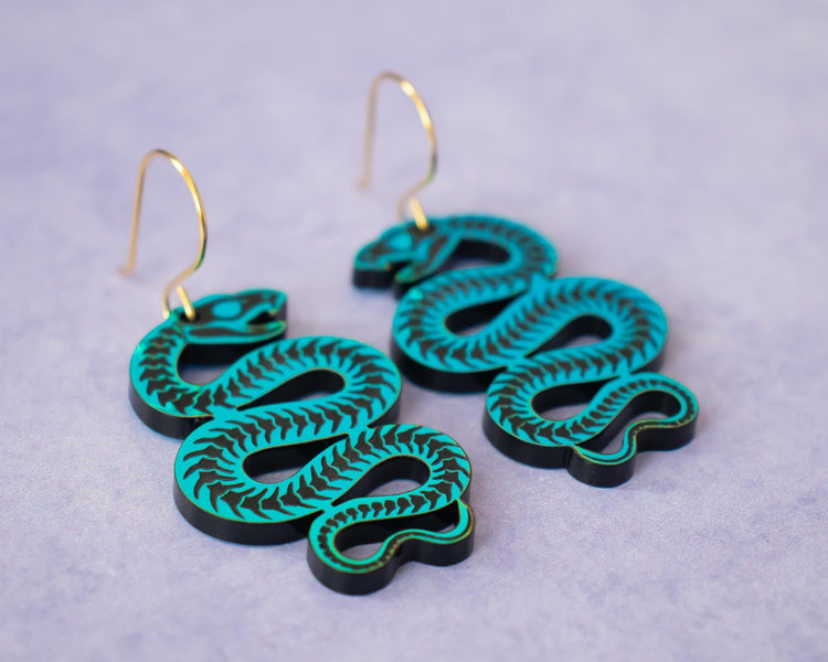 Skeleton Snake Earrings