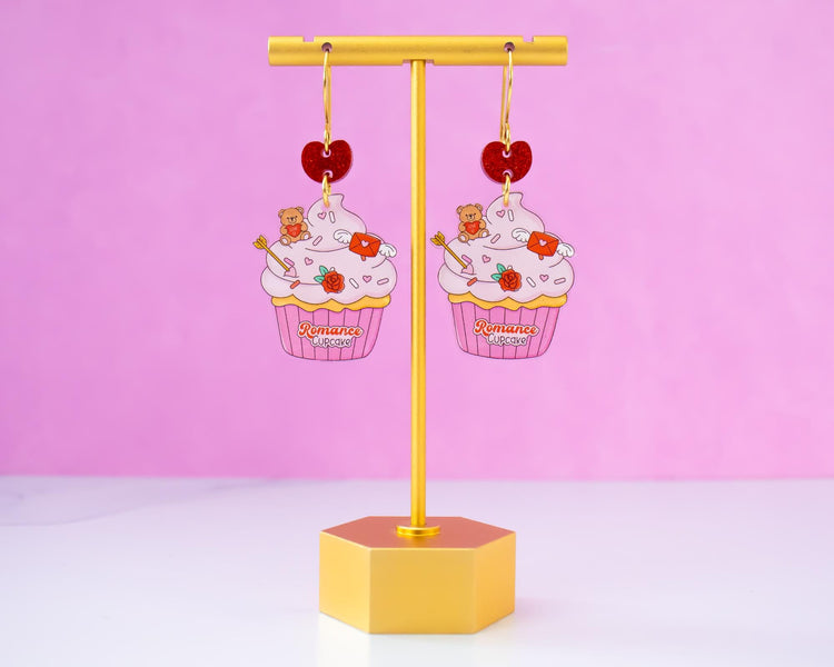Valentines Cupcake Romance Bookish Earrings