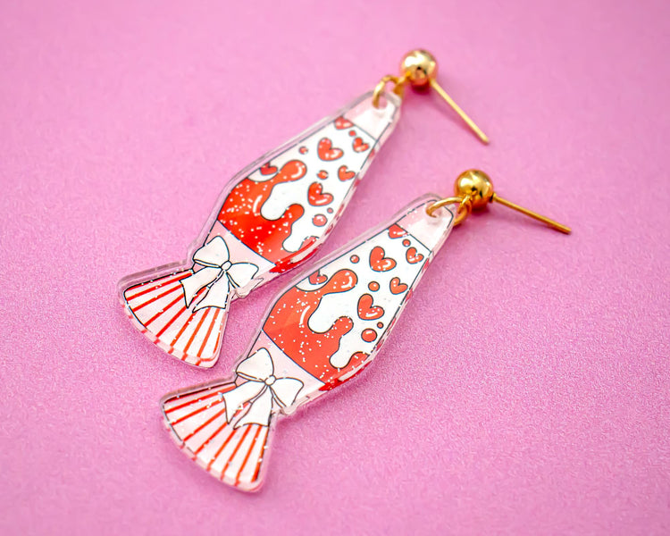 Glitter Heart Lava Lamp Earrings