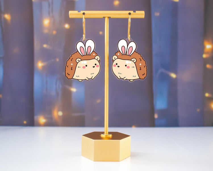 Hedgehog Easter Bunny Earrings
