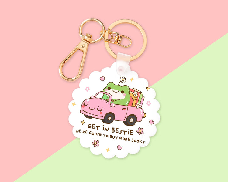 Cute Frog Books Key Chain With Clip