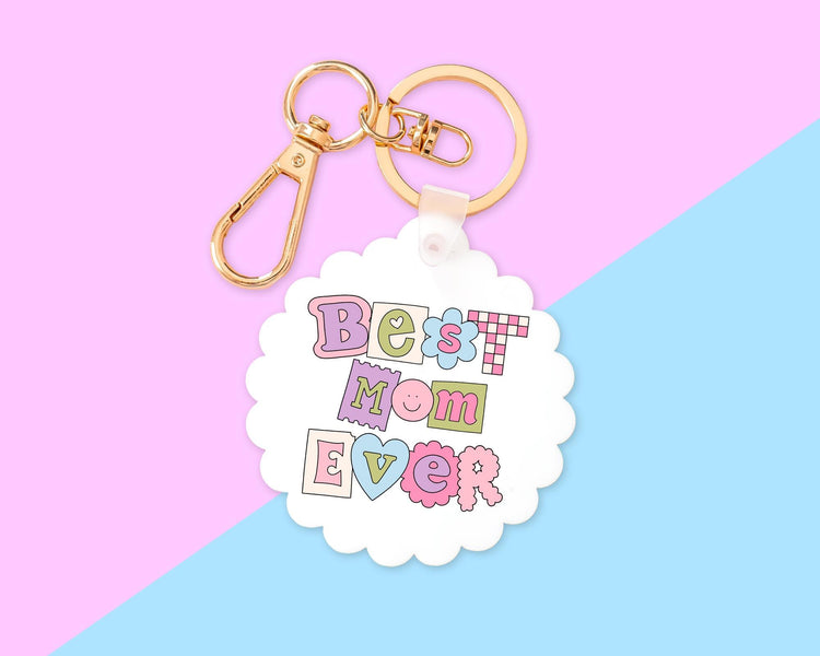 Best Mom Ever Scallop Keychain With Clip