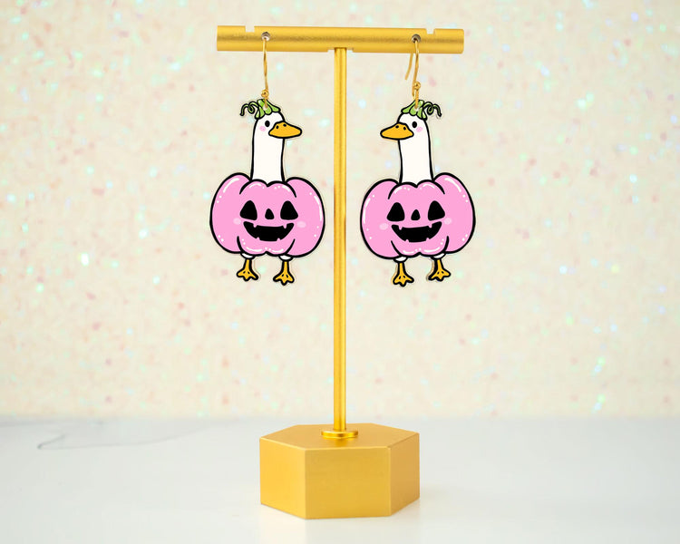 Pumpkin Goose Halloween Earrings