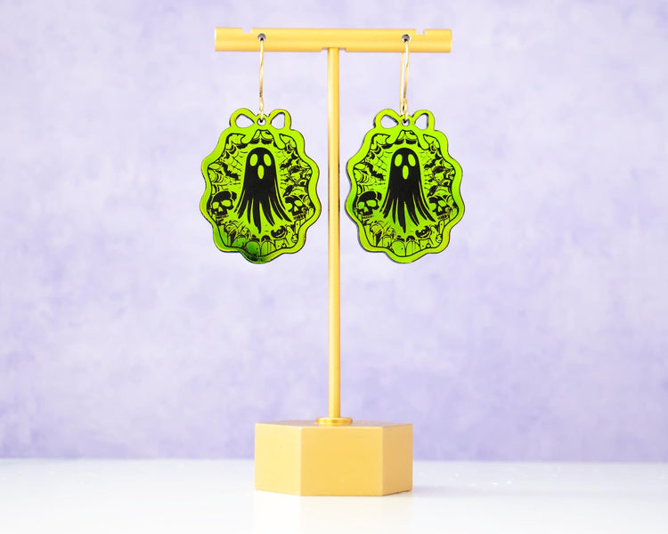 Holographic Halloween Ghost Frame Earrings