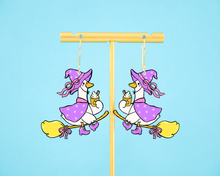 Goose Witch Halloween Earrings