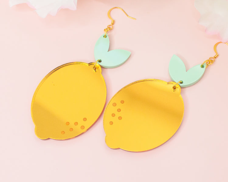Lemon Mirror Acrylic Earrings